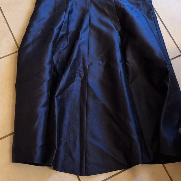 NWT Alfred Sung Off-The-shoulder Cuff Trumpet  Gown Slit Midnight Navy Blue 12 - Picture 5 of 13